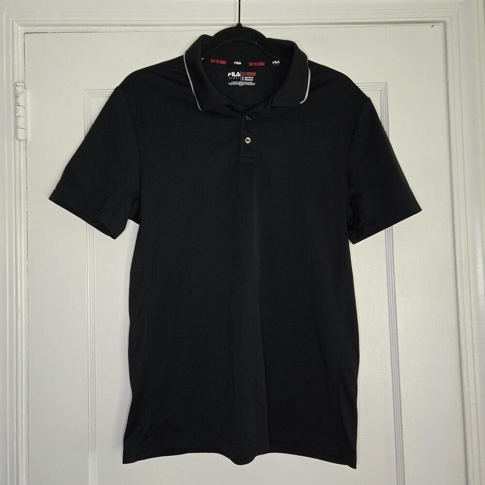 FILA Sport Golf Polo Black Mens Small Athletic Fit Performance